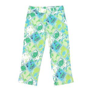 Vintage LILLY PULITZER White Label Skinny Crop Pants Starboard Patch Sz 6 /003